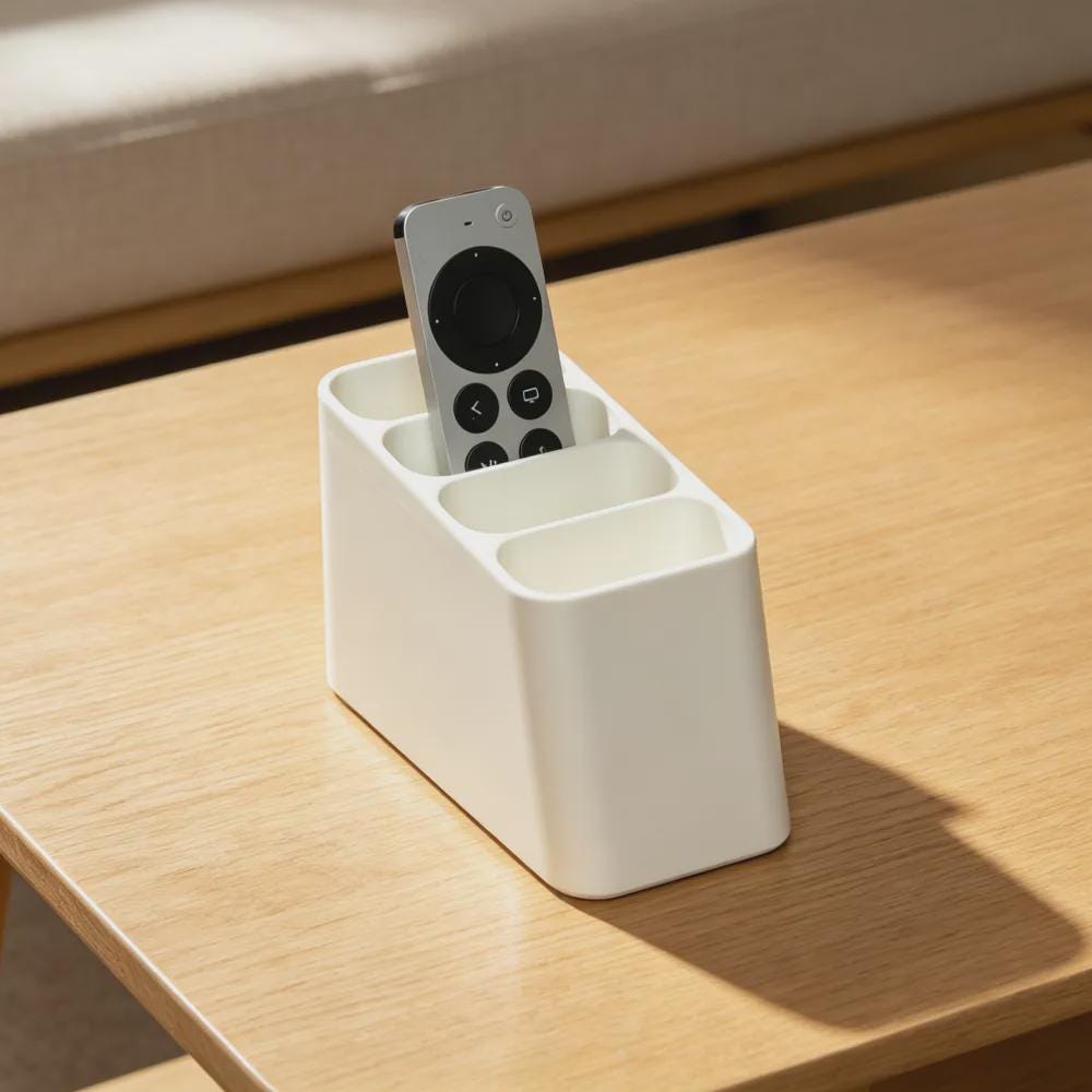 Modular Remote Control Holder | Cream Desk Organizer | Modern Minimalist Stand | Stackable Multi Slot Caddy | Living Room Decor