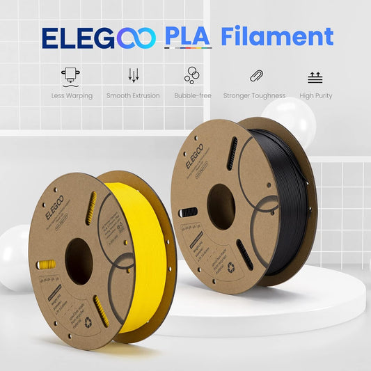 ELEGOO Filament PLA noir de 1,75 mm, 1 kg, précision dimensionnelle +/- 0,02 mm, bobine de carton de 1 kg, filament d’impression 3D compatible avec la plupart des imprimantes 3D FDM