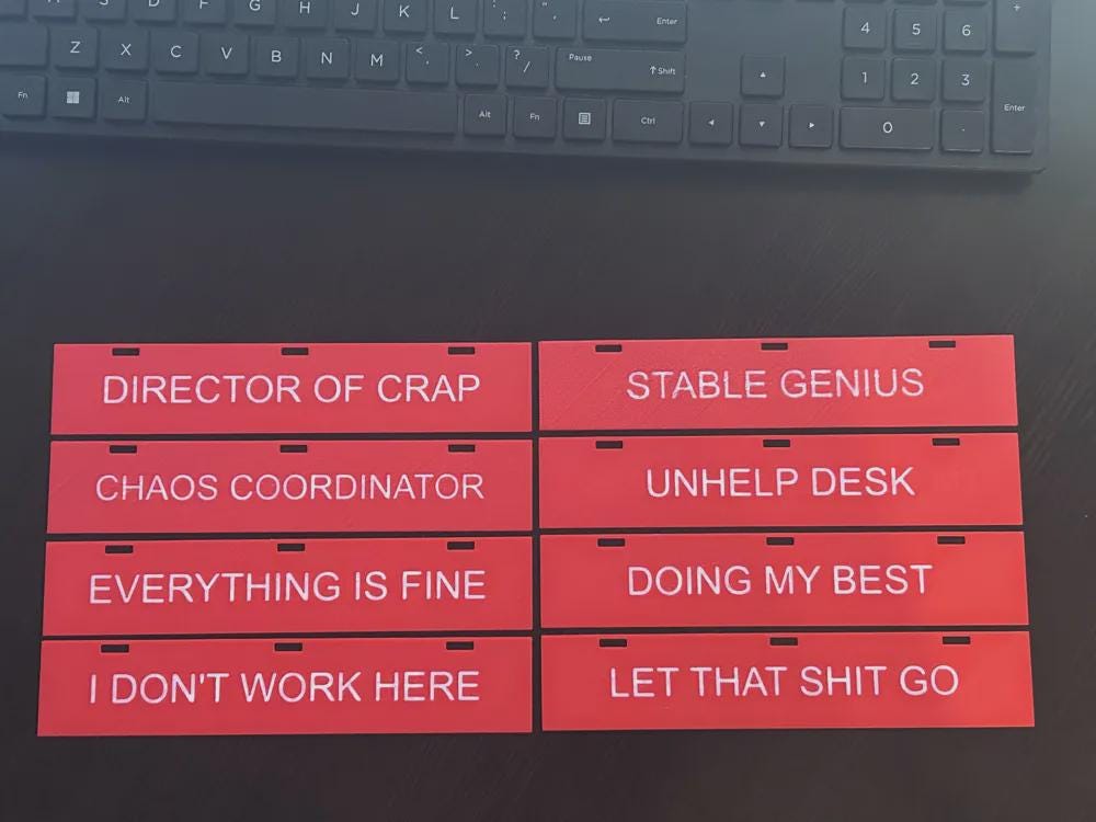 Funny Office Desk Sign | Flip Through 16 Sarcastic Phrases | Sarcastic Nameplate | Coworker Gift | Funny Boss Gift