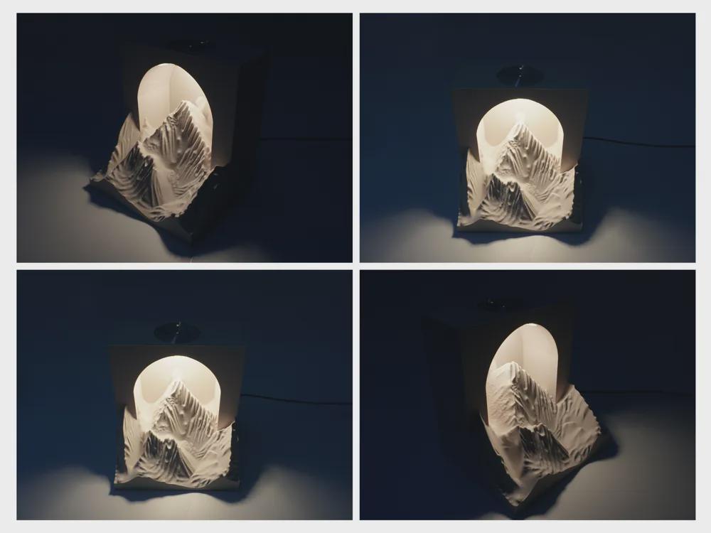 Mountain Lamp 3D Printed Ambient Desk Light, Nature Inspired Night Light, Woodland Home Decor Modern Aesthetic Lamp, Gift for Mountain Lover