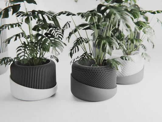Japandi Self Watering Planter Pot Set of 3 | Modern Minimalist Plant Pot Bundle | Sand Sage Charcoal Colors | Plant Lover Gift Set