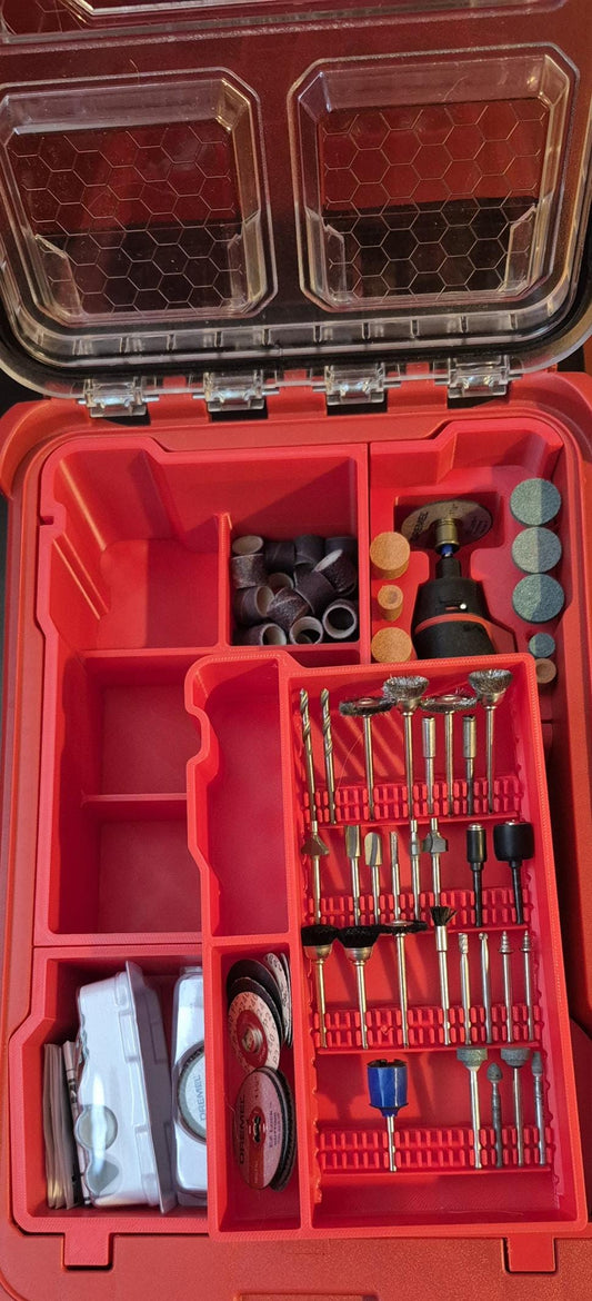 Milwaukee M12 Rotary Tool Kit with Dremel Accessories - Grinder Set, Custom Tool Organizer Case - Optional Milwaukee Packout Integration
