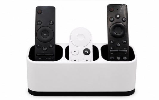 Remote Control Holder | 3 Slot Desk Organizer | Modern Black & White | TV Remote Caddy | Minimalist Home Decor | Remote Stand