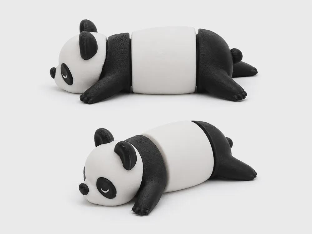 Cute Flexi Panda Keychain | Articulated Panda Toy | Chunky Panda Bag Charm | Gift for Panda Lovers