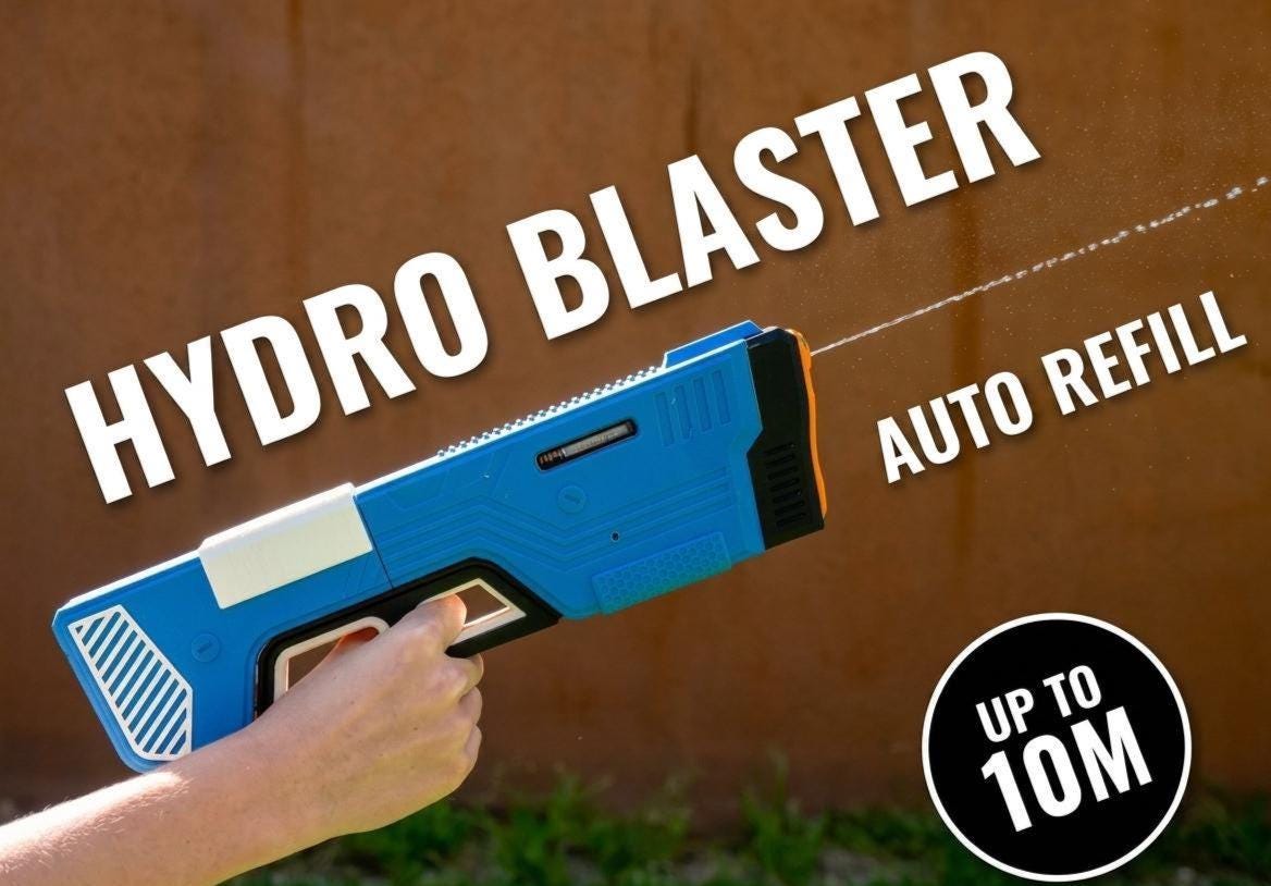 Water Gun - HydroBlaster - Automatic Water Blaster, Large Capacity +80 Shots, High-Performance Pool & Beach Toy
