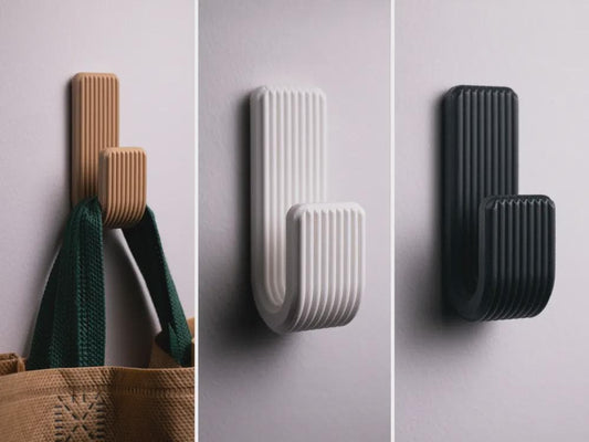Modern Wall Hook | Minimalist Coat Hanger & Towel Hook | Sturdy Bag Robe Hook | No-Drill Install Option