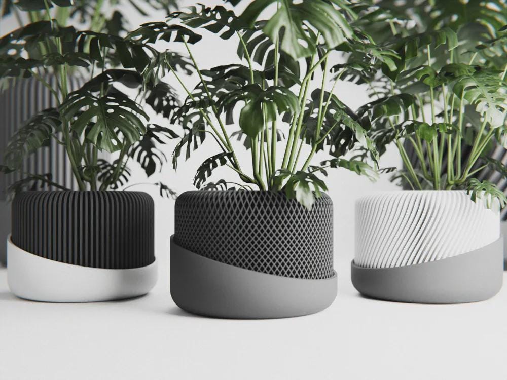 Japandi Self Watering Planter Pot Set of 3 | Modern Minimalist Plant Pot Bundle | Sand Sage Charcoal Colors | Plant Lover Gift Set
