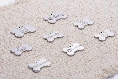 Personalized Dog Tag | Custom Engraved Bone-Shaped Pet ID Tag | Stainless Steel