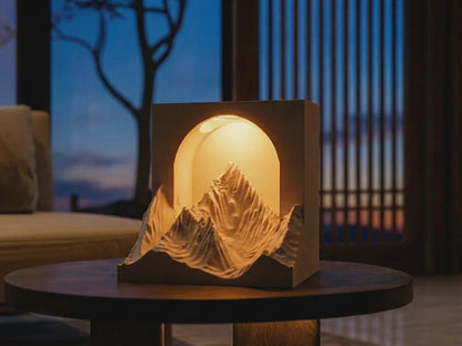 Mountain Lamp 3D Printed Ambient Desk Light, Nature Inspired Night Light, Woodland Home Decor Modern Aesthetic Lamp, Gift for Mountain Lover