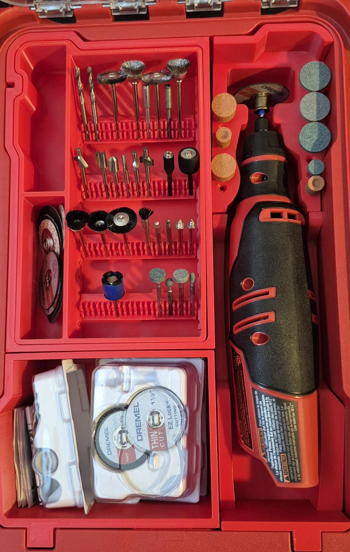 Kit d'outils rotatifs Milwaukee M12 sans accessoires Dremel - Ensemble de meuleuses, étui de rangement personnalisé pour outils – Intégration optionnelle avec Milwaukee Packout
