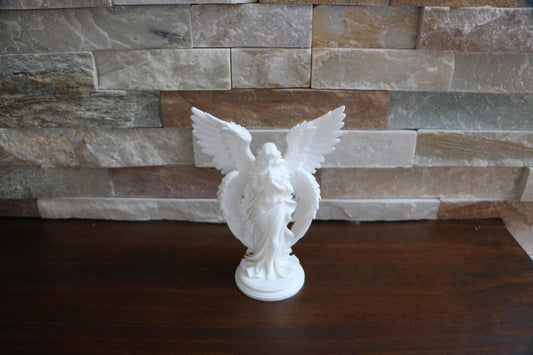 Praying Angel Statue | White PLA Guardian Angel Figurine | Memorial Sympathy Gift | Spiritual Home Decor