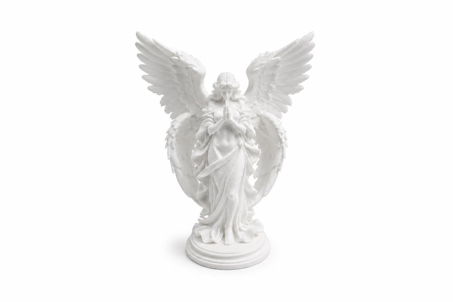 Praying Angel Statue | White PLA Guardian Angel Figurine | Memorial Sympathy Gift | Spiritual Home Decor