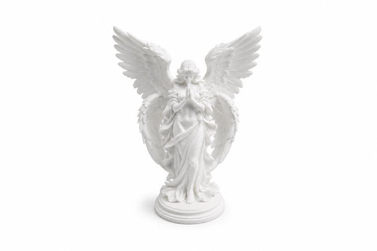 Praying Angel Statue | White PLA Guardian Angel Figurine | Memorial Sympathy Gift | Spiritual Home Decor