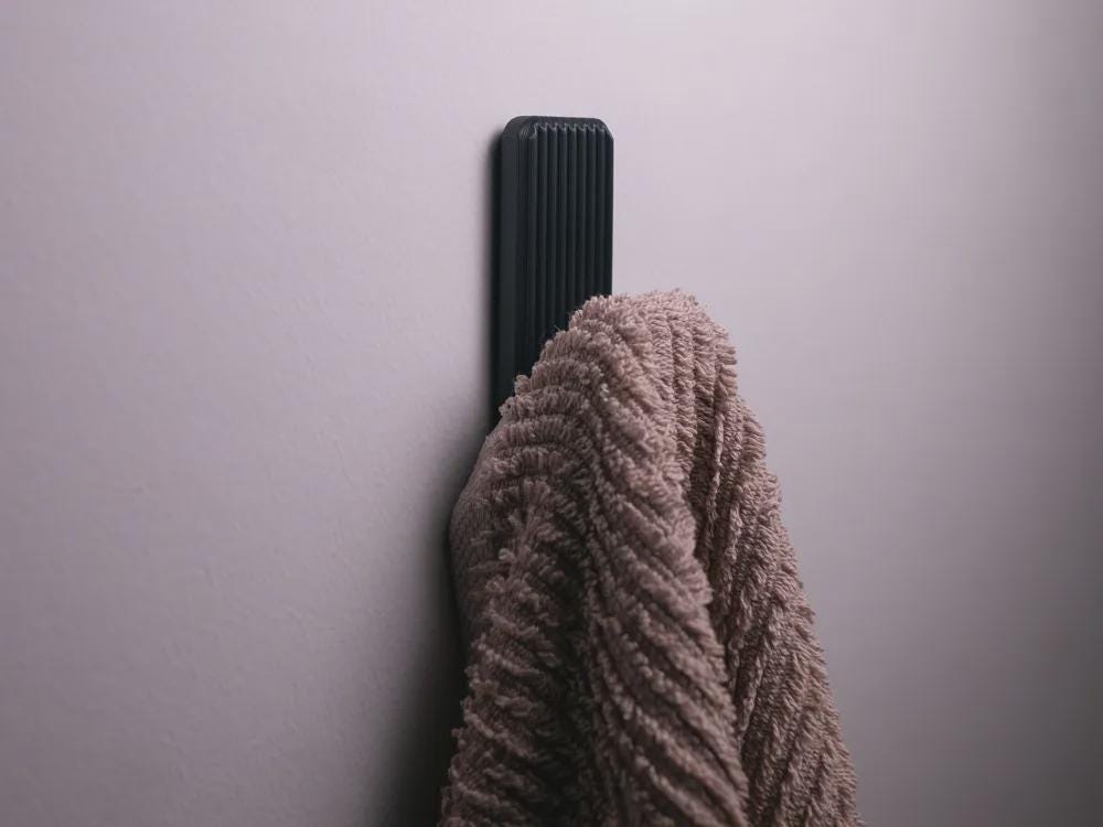 Modern Wall Hook | Minimalist Coat Hanger & Towel Hook | Sturdy Bag  Robe Hook | No Drill Install Option
