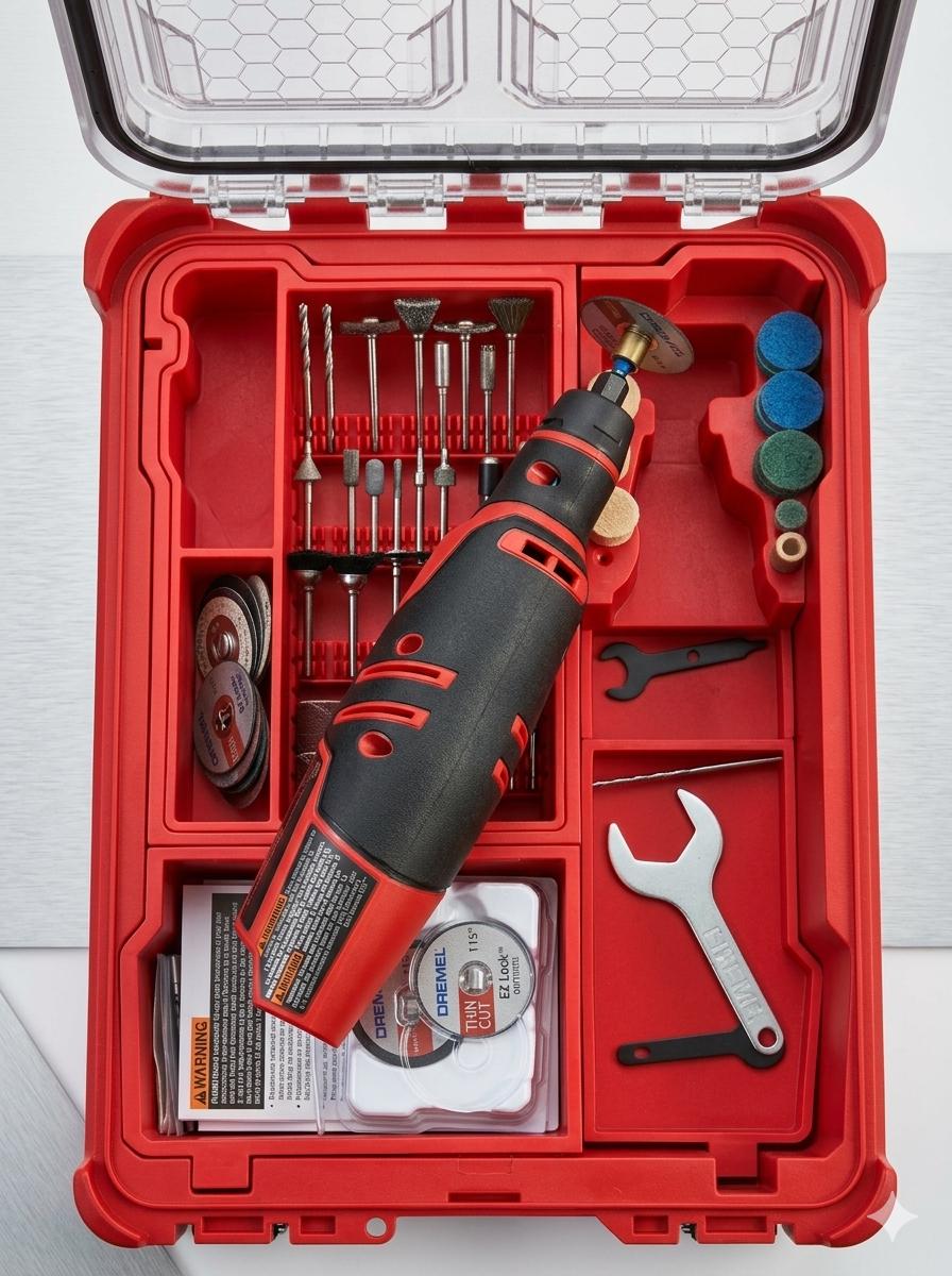 Kit d'outils rotatifs Milwaukee M12 sans accessoires Dremel - Ensemble de meuleuses, étui de rangement personnalisé pour outils – Intégration optionnelle avec Milwaukee Packout