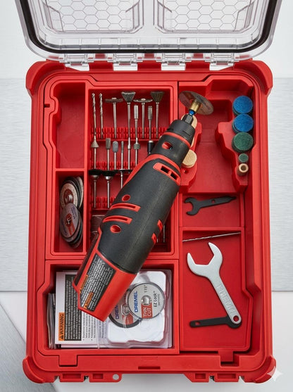 Kit d'outils rotatifs Milwaukee M12 sans accessoires Dremel - Ensemble de meuleuses, étui de rangement personnalisé pour outils – Intégration optionnelle avec Milwaukee Packout