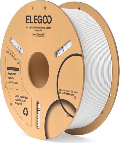 ELEGOO Filament PLA blanc de 1,75 mm, 1 kg, précision dimensionnelle +/- 0,02 mm, bobine de carton de 1 kg, filament d’impression 3D compatible avec la...