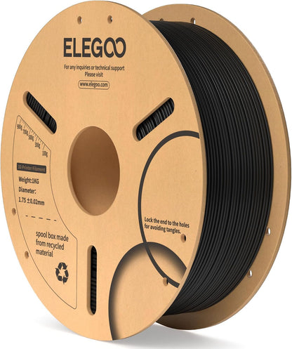 ELEGOO Filament PLA noir de 1,75 mm, 1 kg, précision dimensionnelle +/- 0,02 mm, bobine de carton de 1 kg, filament d’impression 3D compatible avec la plupart des imprimantes 3D FDM