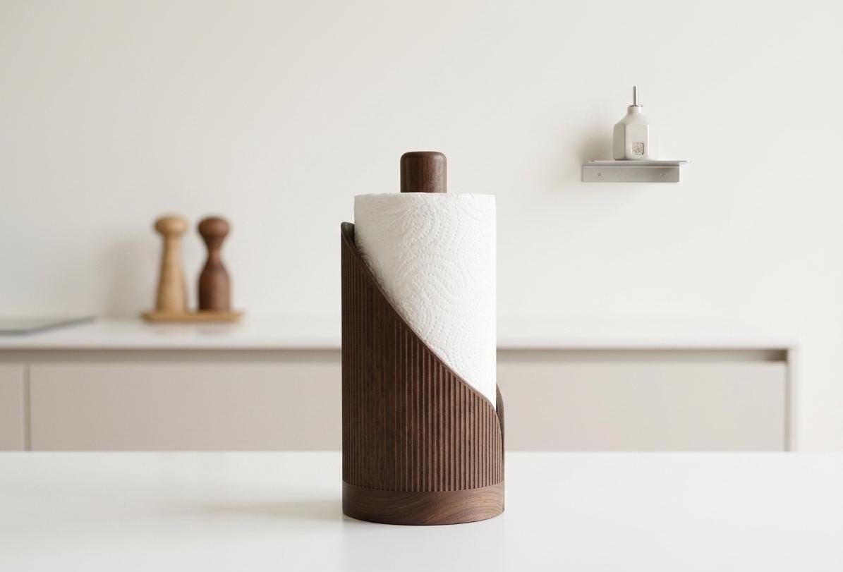 Japandi Paper Towel Holder | Minimalist Kitchen Roll Stand | Modern Countertop Organizer