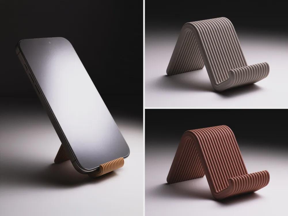 Compact Phone Stand | Mini Travel Smartphone Stand | Minimalist Ribbed Desk Stand | Portable Tablet Holder Gift