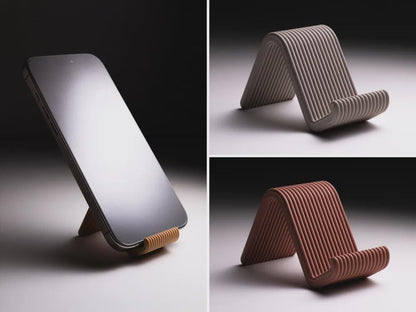 Compact Phone Stand | Mini Travel Smartphone Stand | Minimalist Ribbed Desk Stand | Portable Tablet Holder Gift