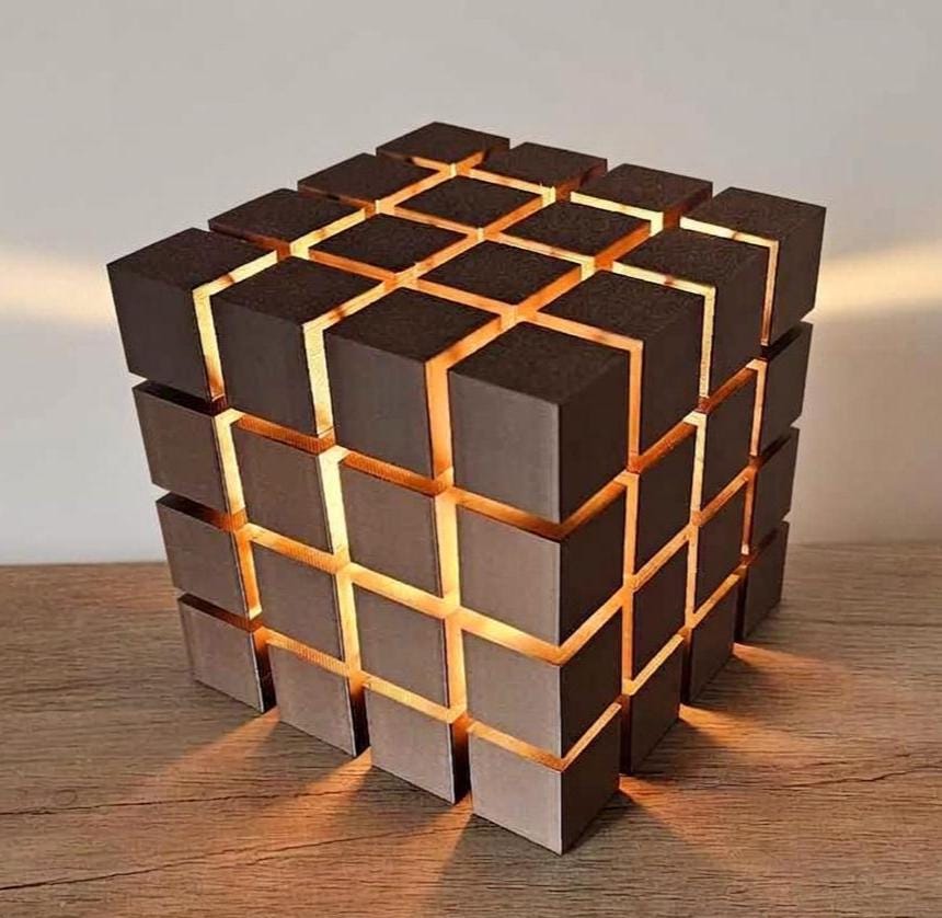 Geometric Cube LED Desk Lamp | Modern Floating Cube Night Light | USB Ambient Lighting | Unique Home Decor Gift