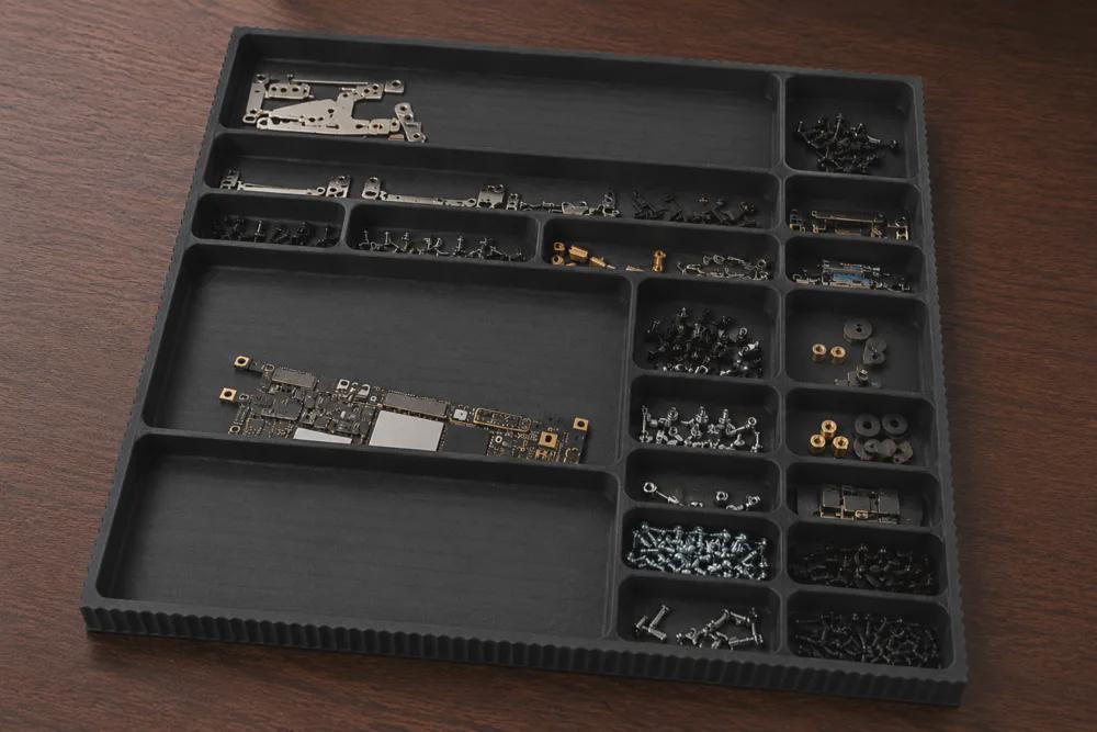 Parts Organizer Tray | Multi-Compartment Screw Tray | Phone Repair Tool | Electronics Workbench Organizer | Screws & Components Holder