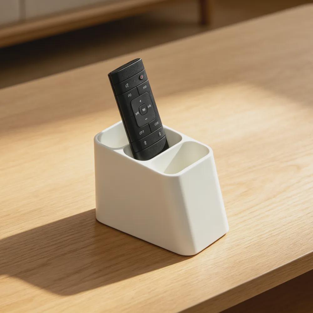 Modular Remote Control Holder | Cream Desk Organizer | Modern Minimalist Stand | Stackable Multi Slot Caddy | Living Room Decor