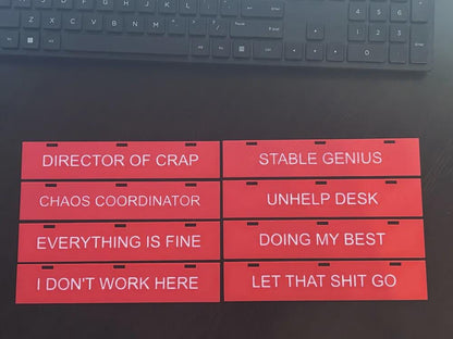 Funny Office Desk Sign | Flip Through 16 Sarcastic Phrases | Sarcastic Nameplate | Coworker Gift | Funny Boss Gift