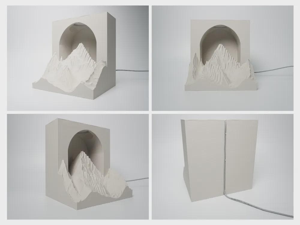 Mountain Lamp 3D Printed Ambient Desk Light, Nature Inspired Night Light, Woodland Home Decor Modern Aesthetic Lamp, Gift for Mountain Lover