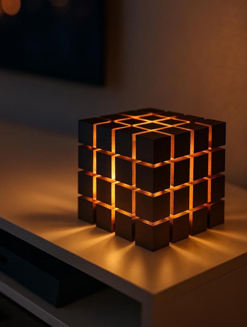 Geometric Cube LED Desk Lamp | Modern Floating Cube Night Light | USB Ambient Lighting | Unique Home Decor Gift