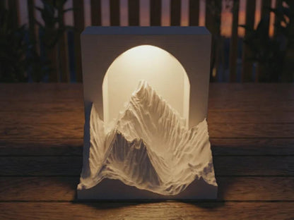 Mountain Lamp 3D Printed Ambient Desk Light, Nature Inspired Night Light, Woodland Home Decor Modern Aesthetic Lamp, Gift for Mountain Lover