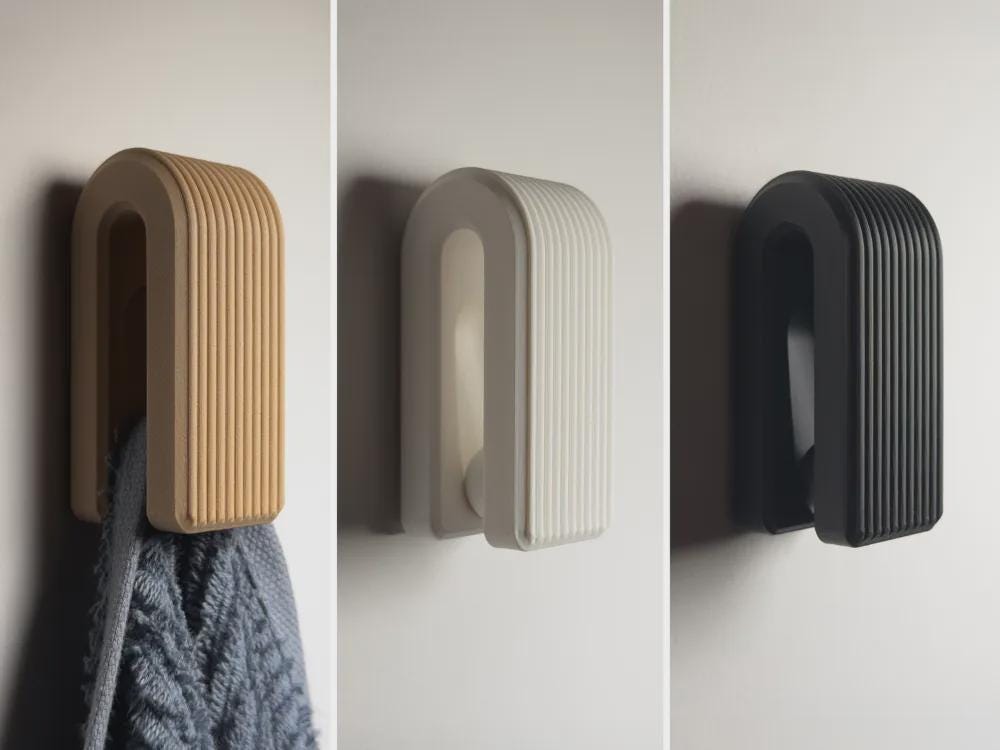 Ribbed Gravity Small Towel Hook | Auto-Locking Wall Hanger | Modern Minimalist Coat Hook | No-Slip Self-Locking Design | Bathroom Decor