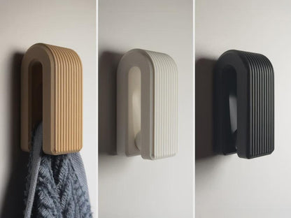 Ribbed Gravity Small Towel Hook | Auto-Locking Wall Hanger | Modern Minimalist Coat Hook | No-Slip Self-Locking Design | Bathroom Decor