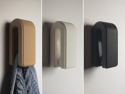 Ribbed Gravity Small Towel Hook | Auto-Locking Wall Hanger | Modern Minimalist Coat Hook | No-Slip Self-Locking Design | Bathroom Decor