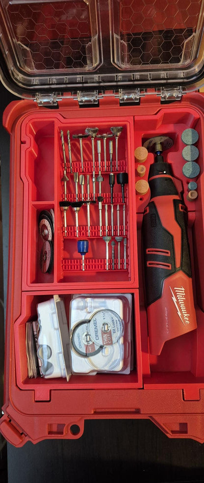 Kit d'outils rotatifs Milwaukee M12 sans accessoires Dremel - Ensemble de meuleuses, étui de rangement personnalisé pour outils – Intégration optionnelle avec Milwaukee Packout