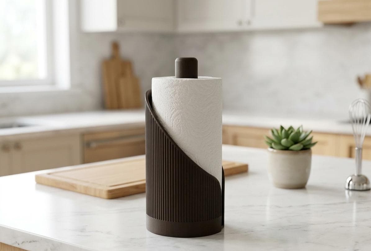 Japandi Paper Towel Holder | Minimalist Kitchen Roll Stand | Modern Countertop Organizer