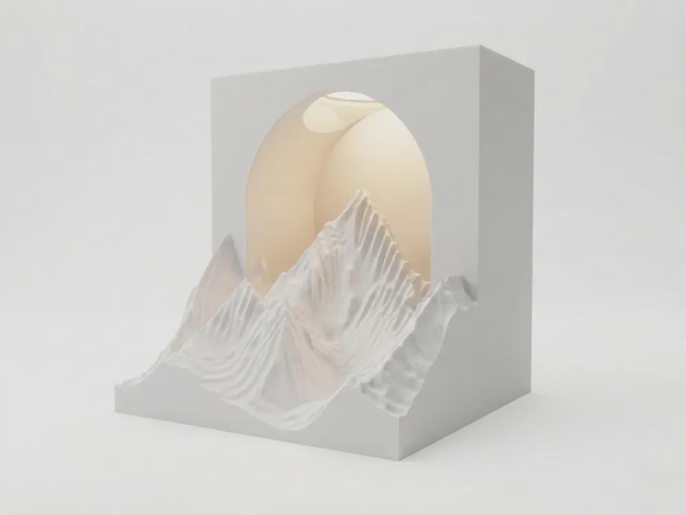 Mountain Lamp 3D Printed Ambient Desk Light, Nature Inspired Night Light, Woodland Home Decor Modern Aesthetic Lamp, Gift for Mountain Lover
