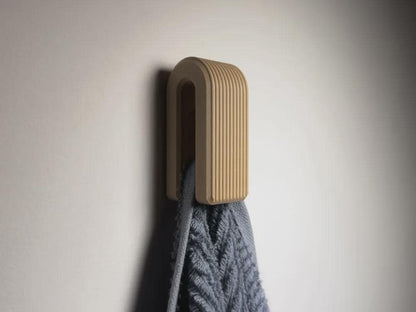 Ribbed Gravity Small Towel Hook | Auto-Locking Wall Hanger | Modern Minimalist Coat Hook | No-Slip Self-Locking Design | Bathroom Decor