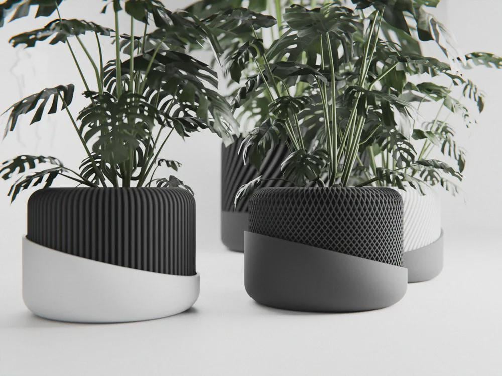 Japandi Self Watering Planter Pot Set of 3 | Modern Minimalist Plant Pot Bundle | Sand Sage Charcoal Colors | Plant Lover Gift Set