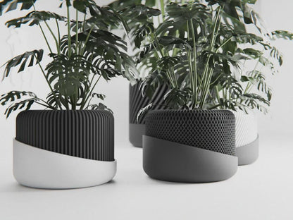 Japandi Self Watering Planter Pot Set of 3 | Modern Minimalist Plant Pot Bundle | Sand Sage Charcoal Colors | Plant Lover Gift Set